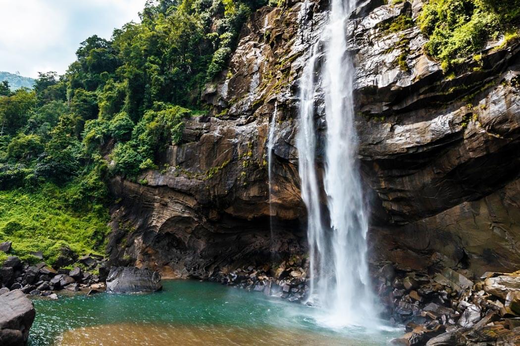 Cascading waterfall in Nuwara Eliya